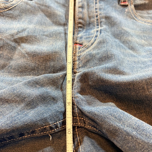 True Religion Joey Mid Rise Flare Jeans Blue Pink Contrast Stitching Size 28 - Picture 8 of 10